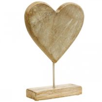 Houten hart hart op een stokje deco hart hout naturel 25,5cm H33cm
