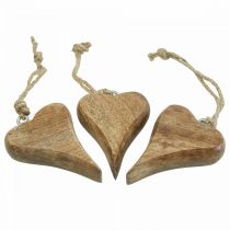 Houten hart hanger hart hout decoratie om op te hangen 10cm 3st