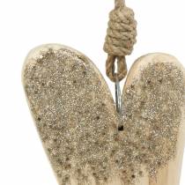 Artikel Houten Hart Glitter om op te hangen 18cm x 10cm 2 stuks