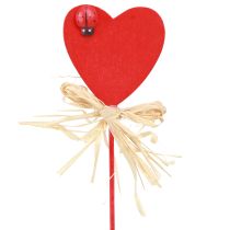 Artikel Houten harten sierplughartjes met lieveheersbeestjes rood 4cm 16 st