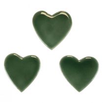 Artikel Houten harten decoratieve harten groen glanzend hout 4,5 cm 8st