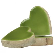 Artikel Houten harten decoratieve harten hout lichtgroen glanzend effect 4,5 cm 8st