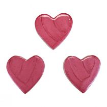 Artikel Houten harten decoratieve harten roze glanzend verspreide decoratie 4,5 cm 8st
