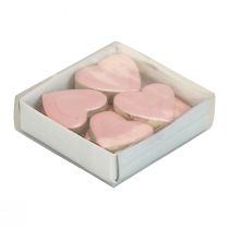 Artikel Houten harten decoratieve harten lichtroze glans tafeldecoratie 4,5 cm 8 st