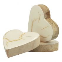 Artikel Houten harten decoratieve harten witgoud glans craquelé 4,5 cm 8st