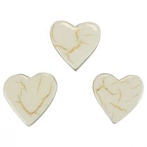 Artikel Houten harten decoratieve harten witgoud glans craquelé 4,5 cm 8st
