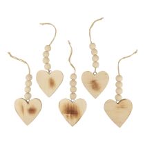 Artikel Houten harten decoratieve hanger houten decoratieve harten gebrand 8cm 6st