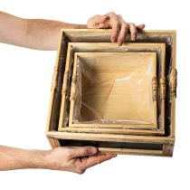 Artikel Houten doos met krijtbord en inlegvel, set van 3 maten, 30 cm