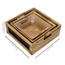 Artikel Houten doos met krijtbord en inlegvel, set van 3 maten, 30 cm