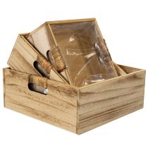 Artikel Houten doos met krijtbord en inlegvel, set van 3 maten, 30 cm