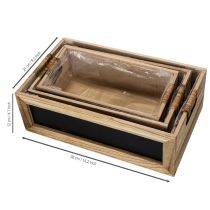 Artikel Houten doos met krijtbord om te labelen, set van 3, 36 cm