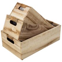 Artikel Houten doos met krijtbord om te labelen, set van 3, 36 cm