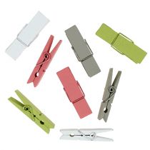 Houten clips kleurrijk 7,2cm 48st