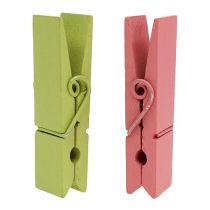 Houten clips kleurrijk 7,2cm 48st
