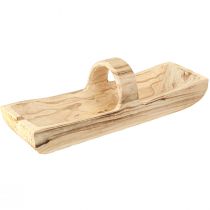 Artikel Houten mandmand met handvat Paulowniahout 56×16cm H16cm