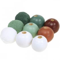 Houten kralen houten ballen voor handwerk gesorteerd groen Ø3cm 36st