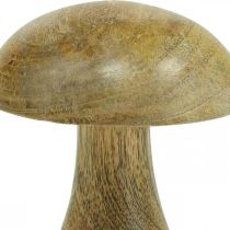 Houten paddestoel naturel, gele herfstdeco houten paddestoelen 12×10cm