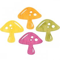 Artikel Strooidecoratie paddenstoelen, herfstdecoratie, gelukspaddenstoelen voor het decoreren van oranje, geel, groen, roze H3,5/4cm B4/3cm 72 stuks