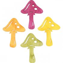 Artikel Strooidecoratie paddenstoelen, herfstdecoratie, gelukspaddenstoelen voor het decoreren van oranje, geel, groen, roze H3,5/4cm B4/3cm 72 stuks
