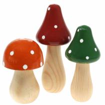 Decoratieve vliegenzwam set oranje, groen, rood 10/12 / 14,8 cm