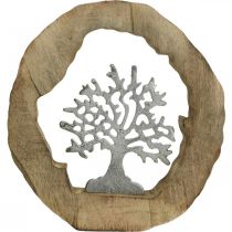 Artikel Deco sculptuur boom in een houten ring tafeldecoratie om te plaatsen 22×21×4cm