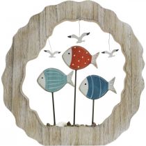 Artikel Tafeldecoratie vissen hout om te plaatsen blauw, rood maritiem decoratie Ø28cm