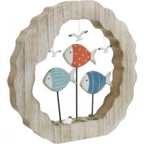 Artikel Tafeldecoratie vissen hout om te plaatsen blauw, rood maritiem decoratie Ø28cm