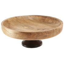 Artikel Houten schaal met voet sierschaal hout naturel zwart Ø25cm