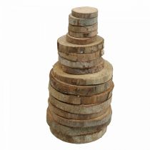 Houten schijven 3.5cm - 9cm naturel 300g