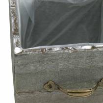 Artikel Plantenbak houten lade gewassen grijs 15×15cm/12×12cm set van 2