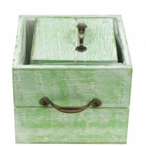 Artikel Plantenbak houten lade lichtgroen 15x15/12x12cm set van 2