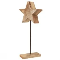 Artikel Houten ster naturel met stangbasis sterdecoratie 20x9,5x50cm