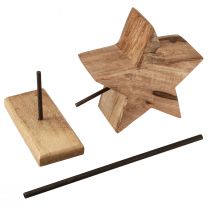 Artikel Houten ster naturel met stangbasis sterdecoratie 20x9,5x50cm
