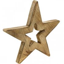 Artikel Houten ster gevlamd Staande houten decoratie Kerst 28cm