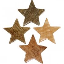 Artikel Houten sterren strooidecoratie kerstster natuur glans H5cm 12 stuks