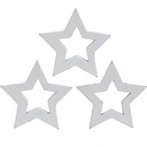 Artikel Houten sterren strooidecoratie Kerststerren wit 3cm 72st