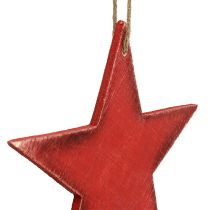Artikel Houten sterren om op te hangen 16,5cm/20cm rood 6 st
