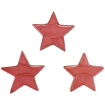 Artikel Houten sterrendecoratie Kerstdecoratie sterren roze glans Ø5cm 8st