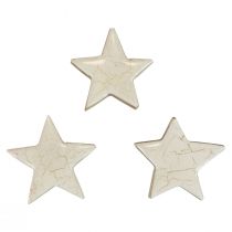 Artikel Houten sterren decoratieve sterren wit goud craquelé hout Ø5cm 8st