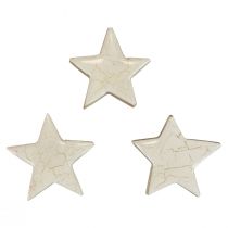 Artikel Houten sterren decoratieve sterren wit goud craquelé hout Ø5cm 8 st
