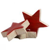 Artikel Houten sterren decoratieve sterren rood strooidecoratie glanzend effect Ø5cm 12st