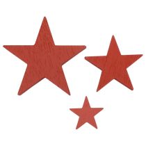 Artikel Houten sterrendecoratie strooidecoratie Kerst rood 3/5/7cm 29st