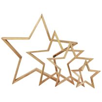 Houten sterren houten decoratie houten decoratieve sterren 16,5–46,5 cm set van 4