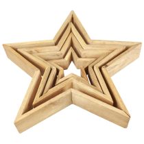 Houten sterren houten decoratie houten decoratieve sterren 16,5–46,5 cm set van 4
