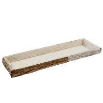 Artikel Houten dienblad met schors naturel witgekalkt 59×20cm 2st