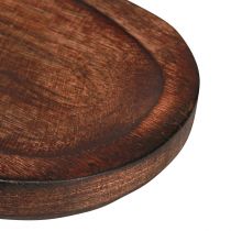 Artikel Ovaal houten dienblad donkerbruin geglazuurd sierblad 40×12cm