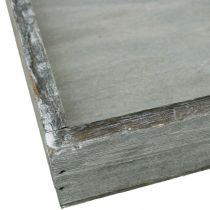 Artikel Dienblad hout vierkant grijs, wit gekalkt decoratief dienblad 19×19cm 2 stuks
