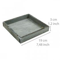 Artikel Dienblad houten vierkant grijs, gewassen wit decoratief dienblad 19×19cm