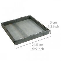 Artikel Dienblad hout vierkant grijs, wit tafeldecoratie shabby chic 24,5×24,5cm 2 stuks