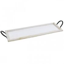 Dienblad om te decoreren, plantenbak met handvatten, houten kaarsenplateau white wash L50cm